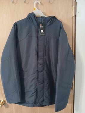 Swiss Tech Men's Hooded Puffer Jacket in Navy